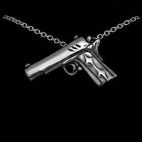 sterling silver gun necklace