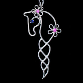 Daisy 14KW Gold Horse with Blue and Pink Sapphire ©