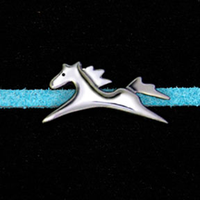 Sterling Silver Horse on Leather Bracelet