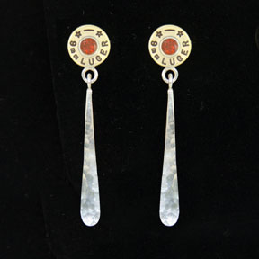 Cartridge Casing Earrings with Hammered Drops ©