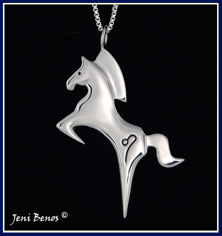 Zodiac Pony Leo Necklace in Sterling Silver 