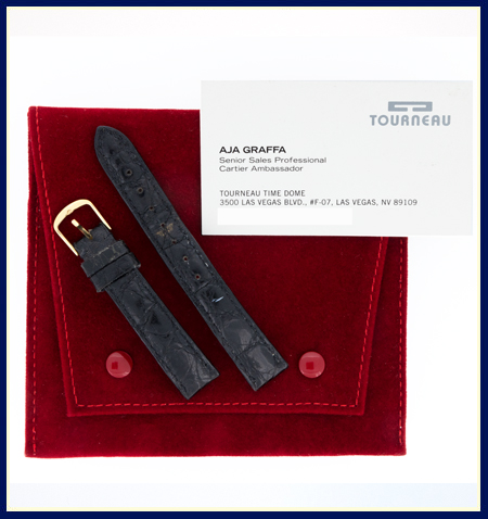 Extra Cartier strap on red pouch with business card from Trouneau