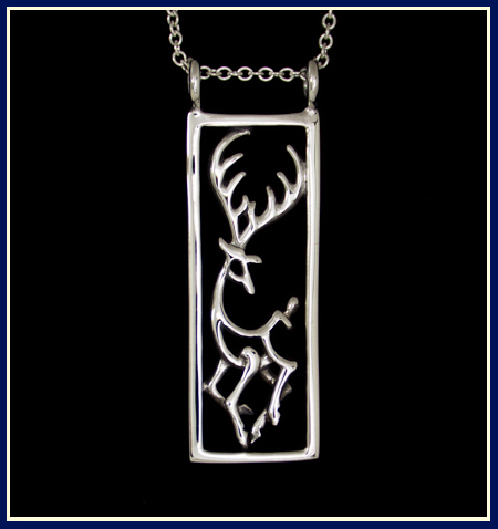 handcrafted silver dancing deer necklace