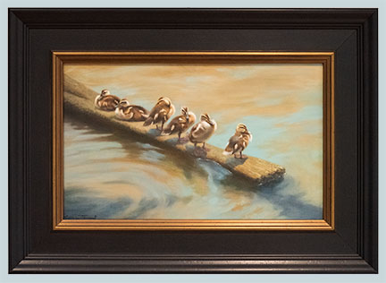 Original Oil Painting of six ducklings by artist Carol Lee Thompson