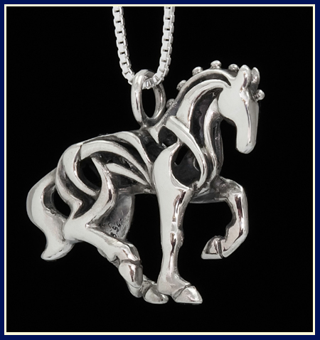 piaffe filigree dressage horse necklace in sterling silver