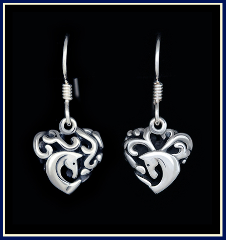 Entwined, Filigree Horse Heart Earrings 