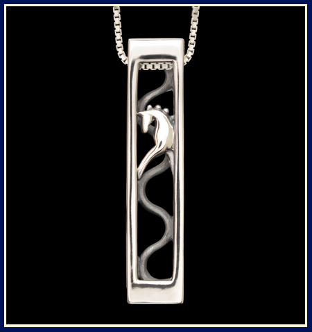 trotting horse in rectangular dressage themed necklace