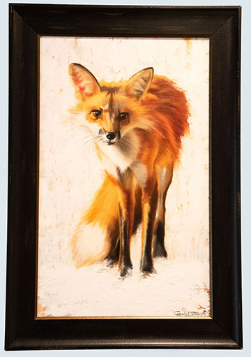 Red Fox Painting Framed Original Oil by Carol Lee Thompson