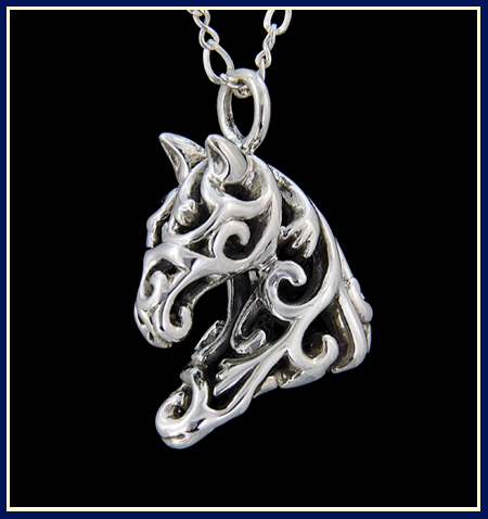 filigree horse head in sterling silver by Jeni Benos