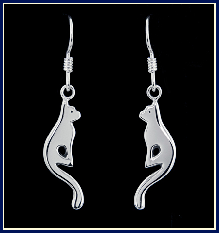 kitten earrings in sterling silver by Jeni Benos