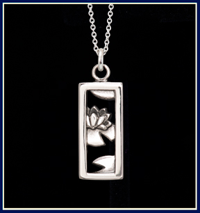 lotus necklace handcrafted by Jeni Benos in sterling silver 