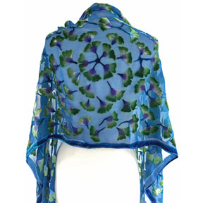 Gingko leave shawl in blue