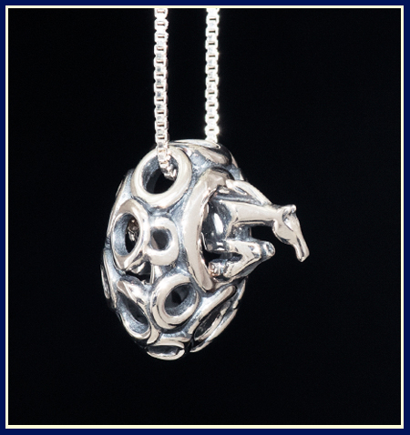 abstract sterling silver three day eventing horse necklace in keyhole