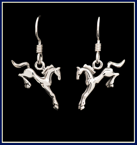 hunter jumper horse earrings in sterling silver