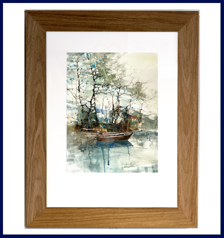 Watercolor Painting of Tree in Winter Abstract Artwork by Z.L. Feng